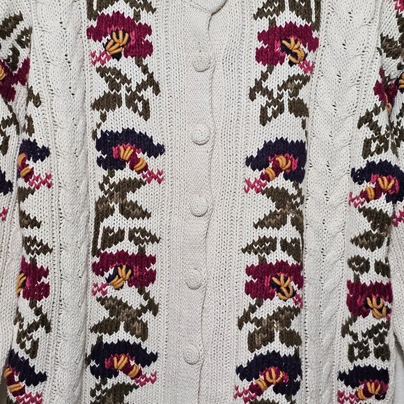 VTG NINON DE LENCLOS NWT Floral Bird Print Embroidered Cottagecore Cardigan Sz M - Picture 6 of 16